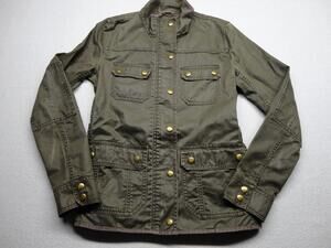 J.Crew Jacket Womens XS Green Waxed Cotton Military Utility Field Pockets M65